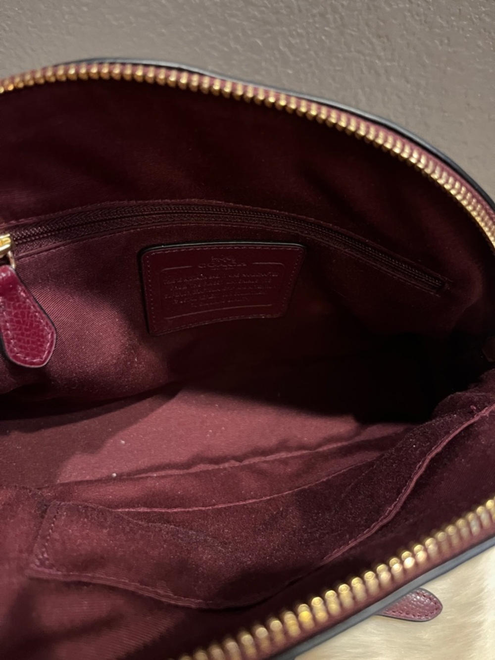 Coach Burgundy Pebbled Leather Dome Satchel with Gold Hardware - Picture 5 of 6